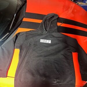 Obey Black Hoodie with White Logo Patch